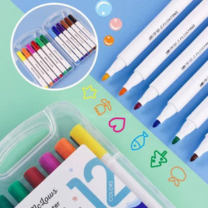 KIWA ™ - Magical Water Floating Pens Pack(12 Color Pens + 1 Ceramic Spoon)